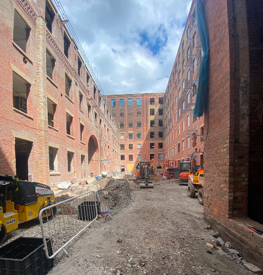 Brunswick Mill's central courtyard construction, view one