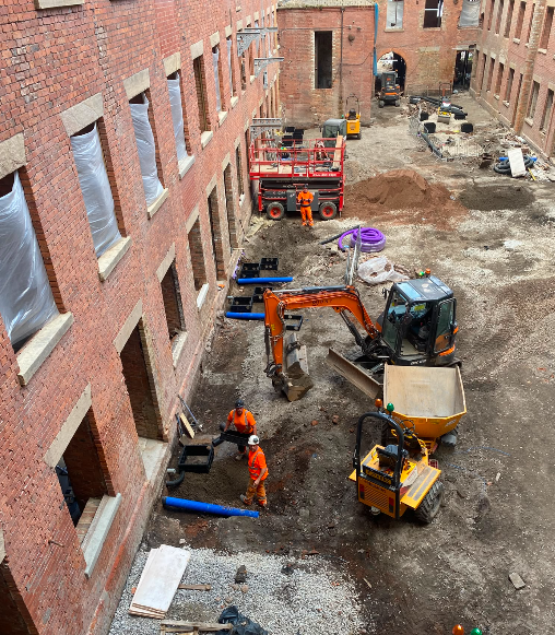 Brunswick Mill's central courtyard construction, view two