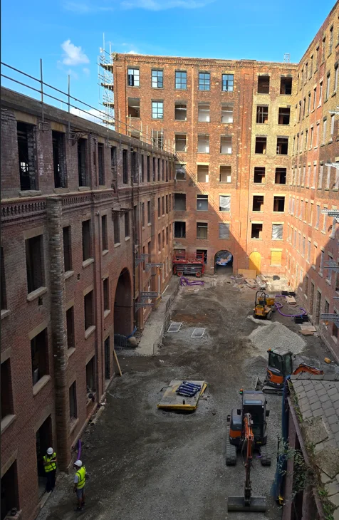 Brunswick Mill's central courtyard prepared for hard landscaping works